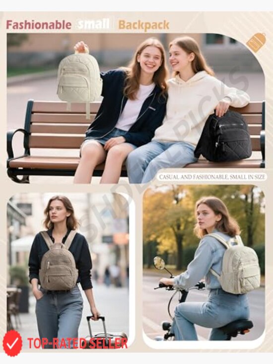 Mini Quilted Backpack with RFID Blocking, Lightweight Puffer Backpack Purse for main image 4